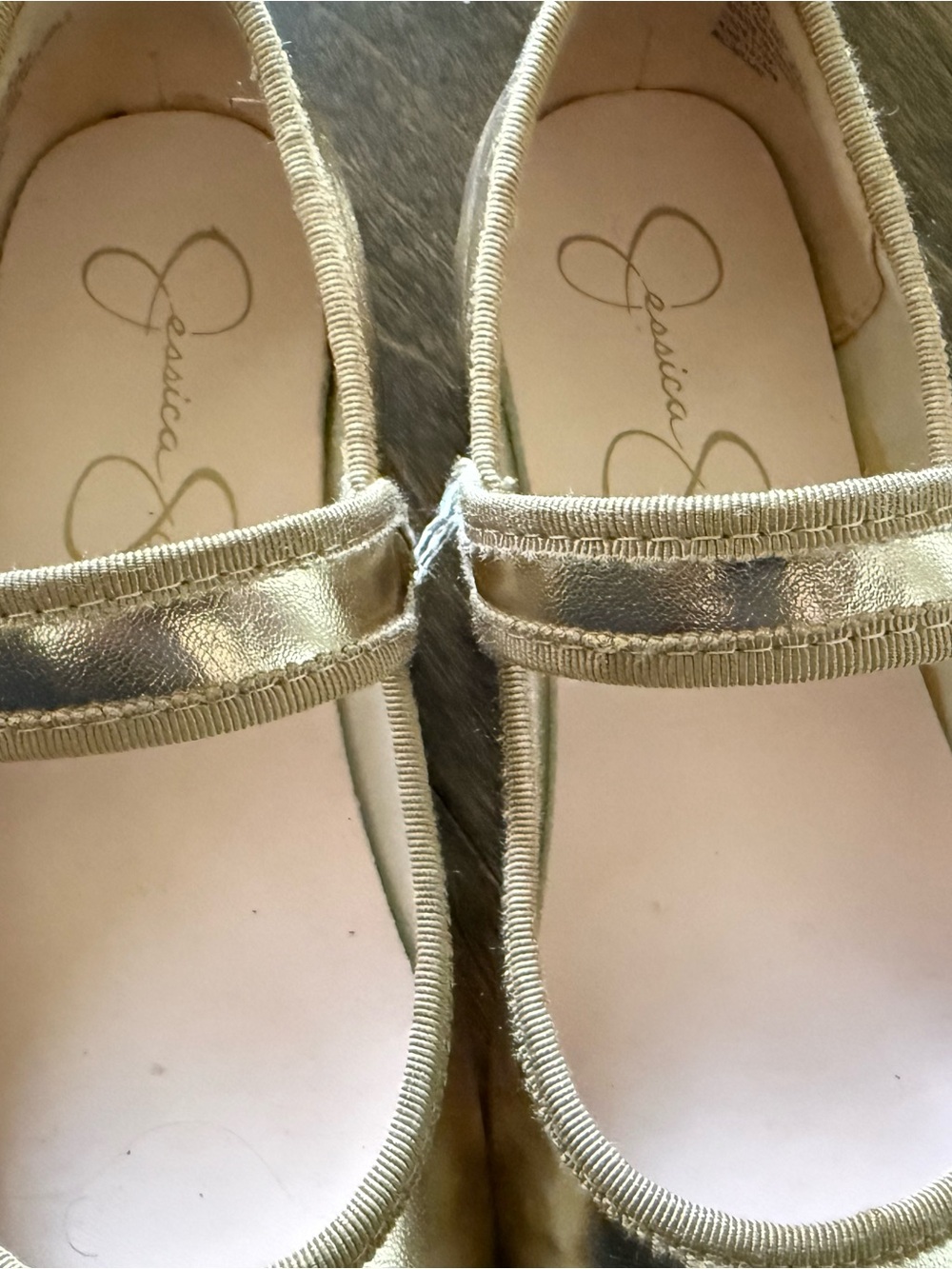 Jessica Simpson Metallic Gold Mary Jane Flats